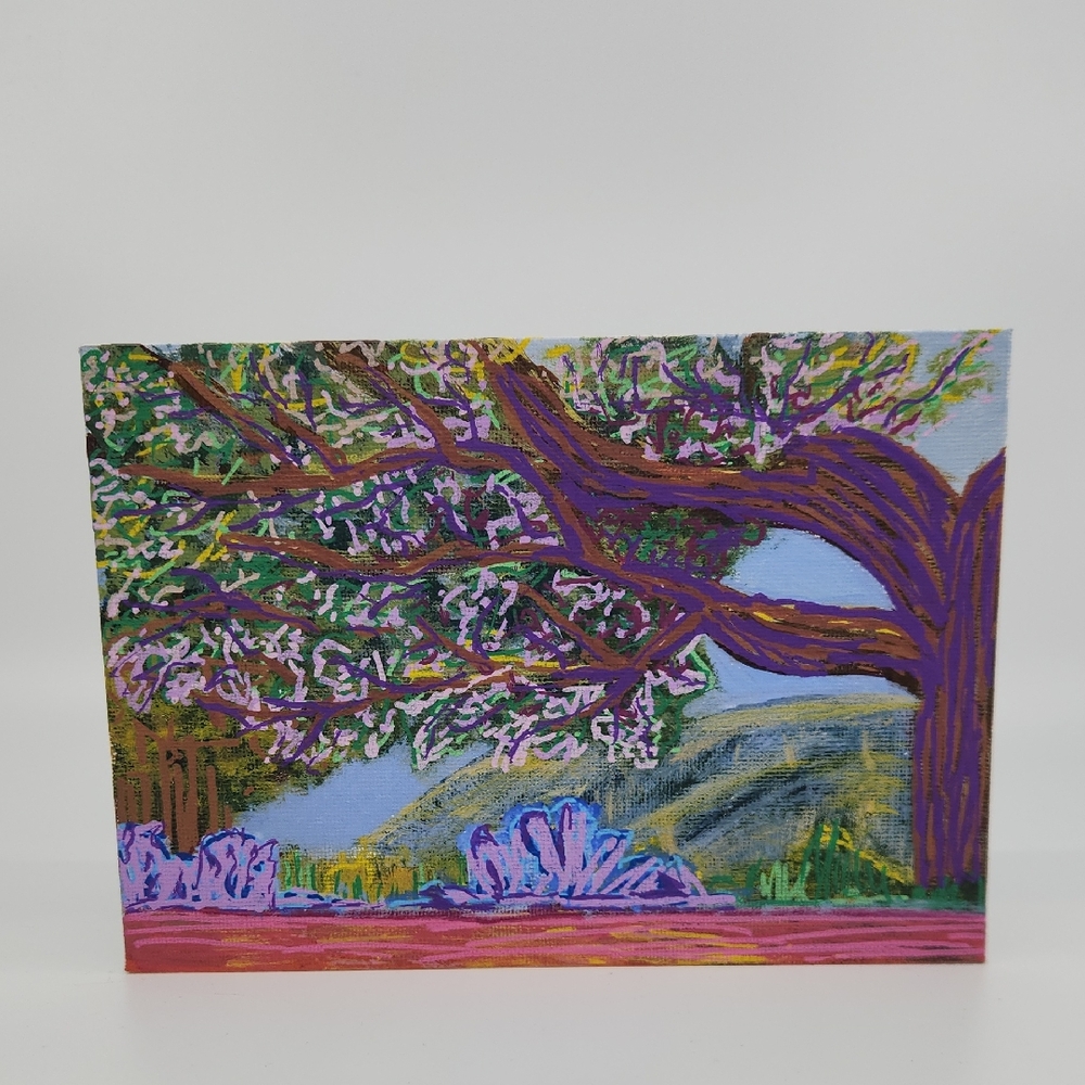 Hand Crafted Wall Art Purple Landscape Canvas Art - Picture 8 of 12